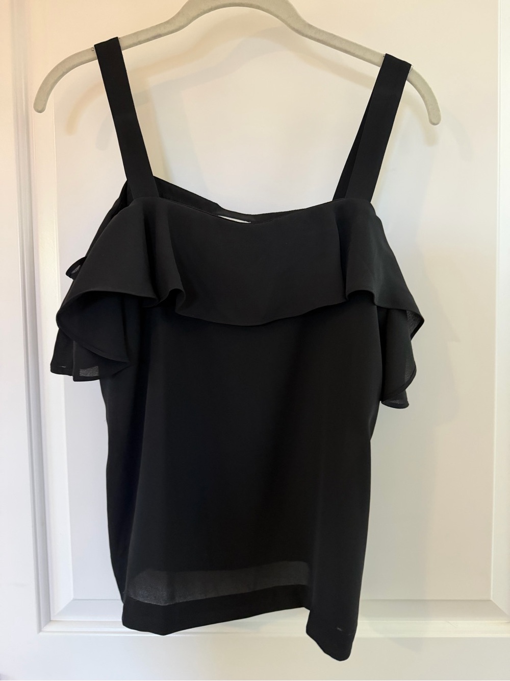 J. Crew Black Ruffle Off-Shoulder Camisole